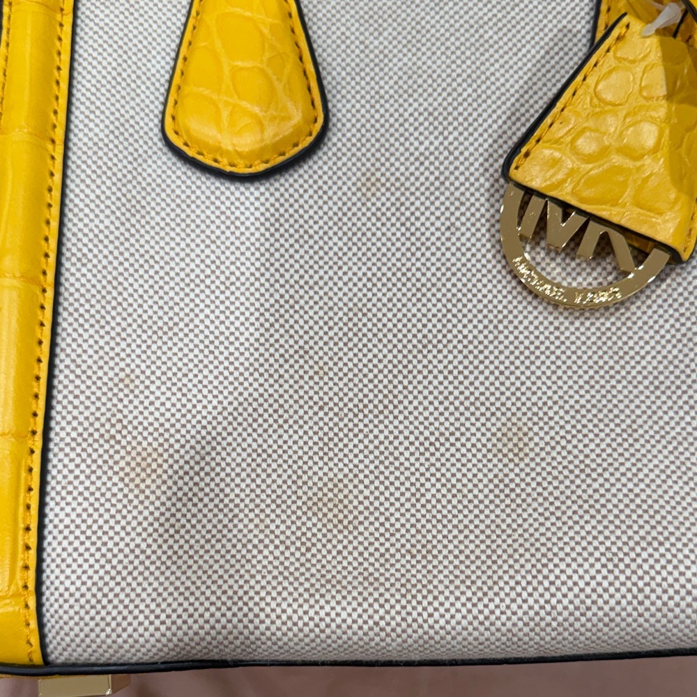 NWT Michael Kors Yellow and Canvas Satchel - Picture 5 of 7